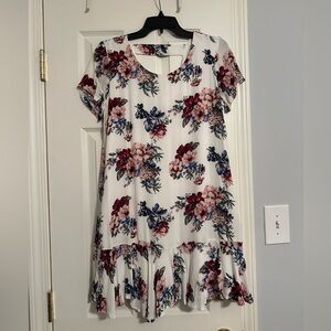 Blue Rain Floral Mini Dress in Red and Blue Floral
